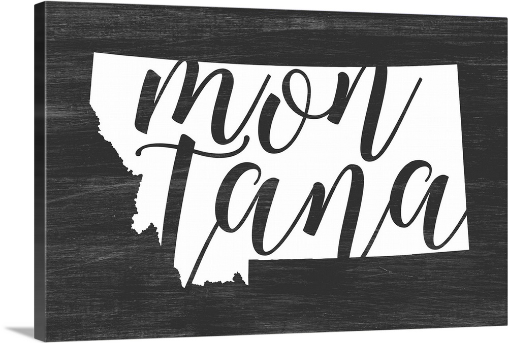 Montana state outline typography artwork.