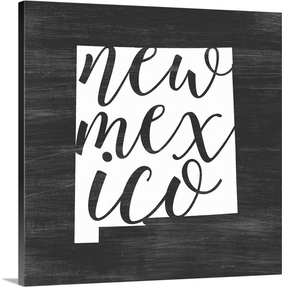 New Mexico state outline typography artwork.