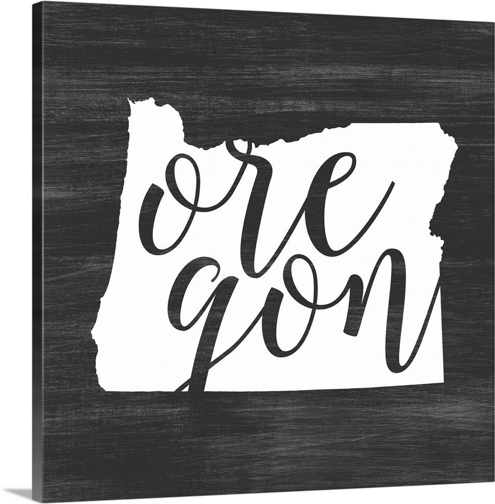 Oregon state outline typography artwork.