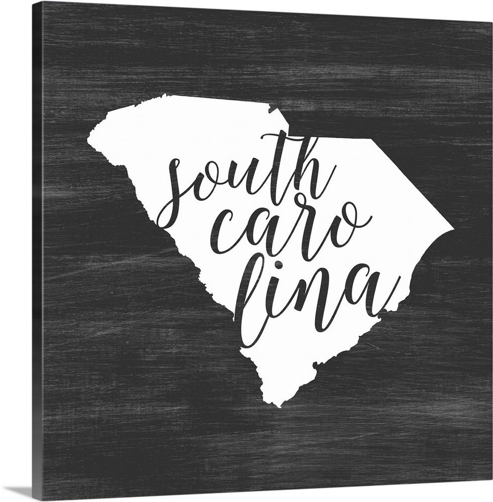 South Carolina state outline typography artwork.