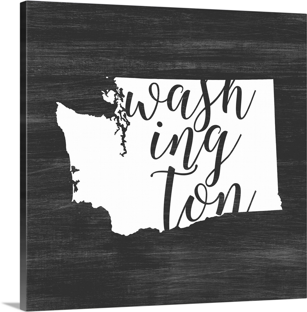 Washington state outline typography artwork.