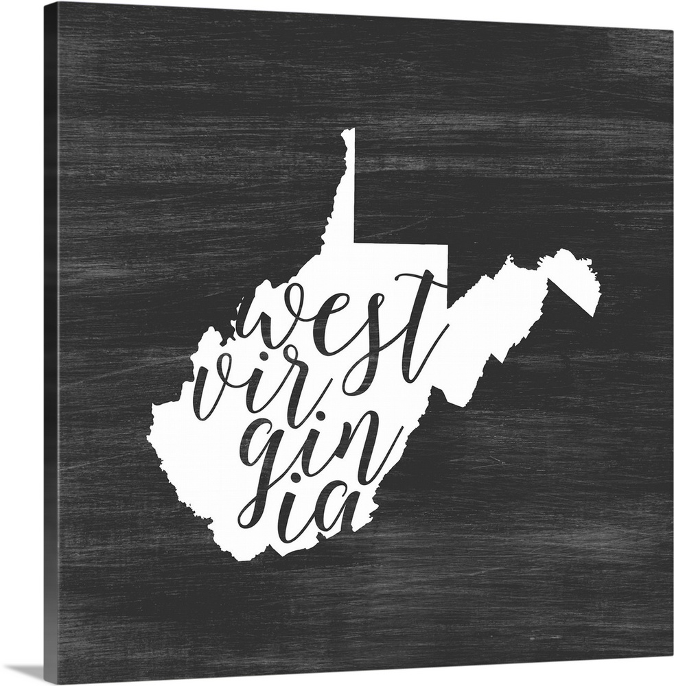 West Virginia state outline typography artwork.