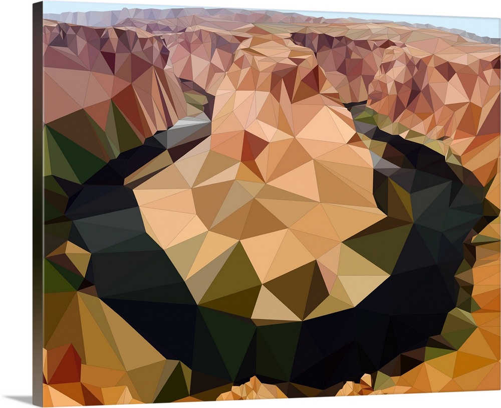 The Colorado River at Horseshoe Bend, Arizona, rendered in a low-polygon style.