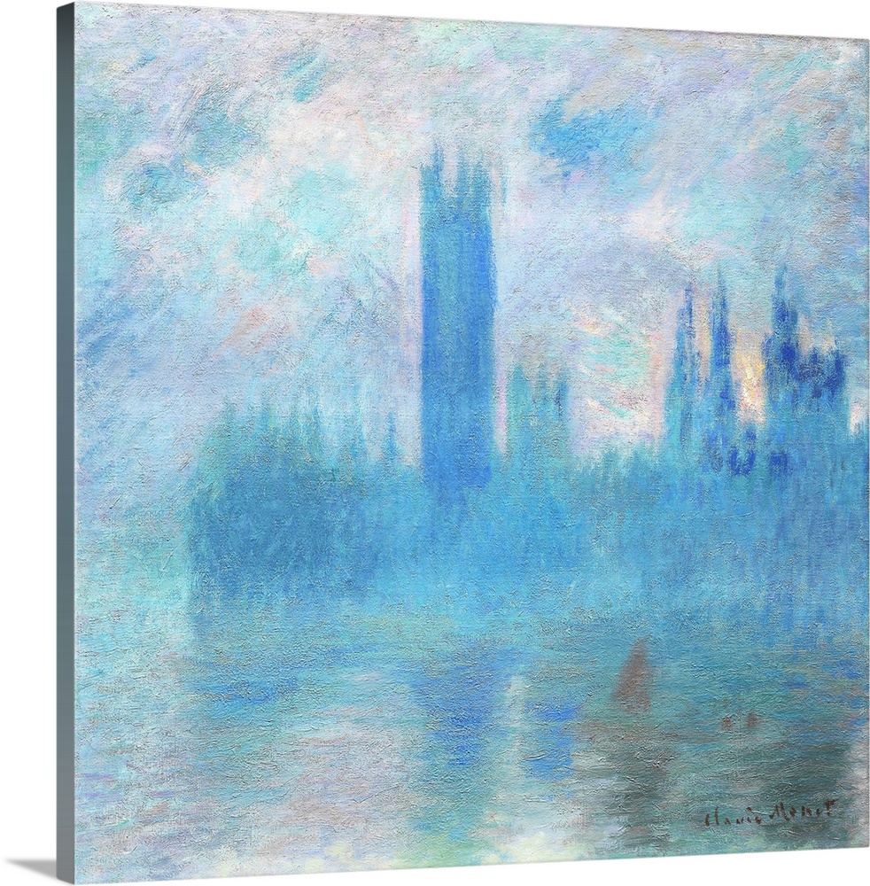During his London campaigns, Claude Monet painted the Houses of Parliament in the late afternoon and at sunset from a terr...
