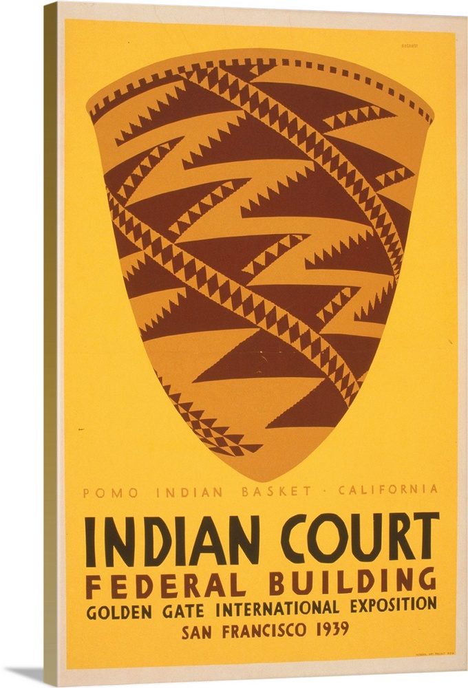 Artwork for the Indian Court exhibit at the Golden Gate International Exposition in San Francisco, showing Pomo Indian bas...