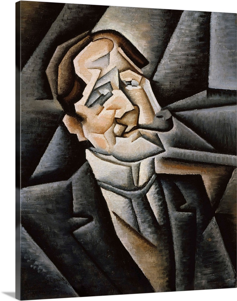 The rosy features of the sitter's face have a humorous expression, distinguishing Juan Gris's work from Picasso's Cubist p...