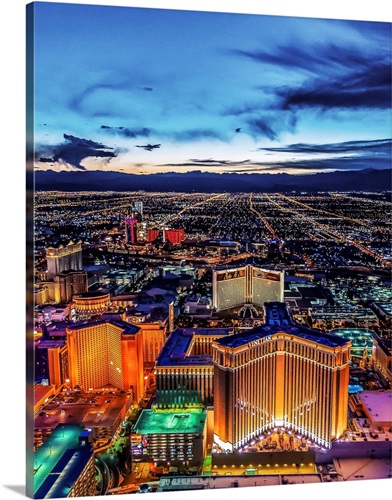 Las Vegas Strip at night Las Vegas NV Black Float Frame Canvas