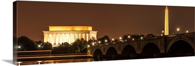 Lincoln Memorial and Washington Monument at Night, Washington, DC