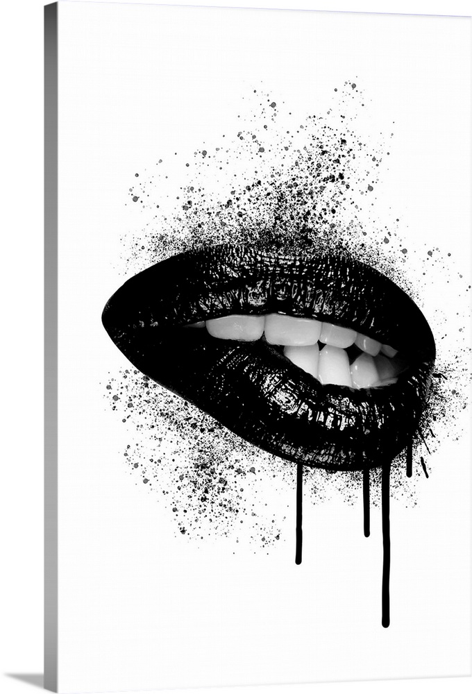 Lips - Black Ink Drip
