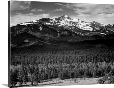 Long's Peak From North, Rocky Mountain National Park, Trees In Foreground
