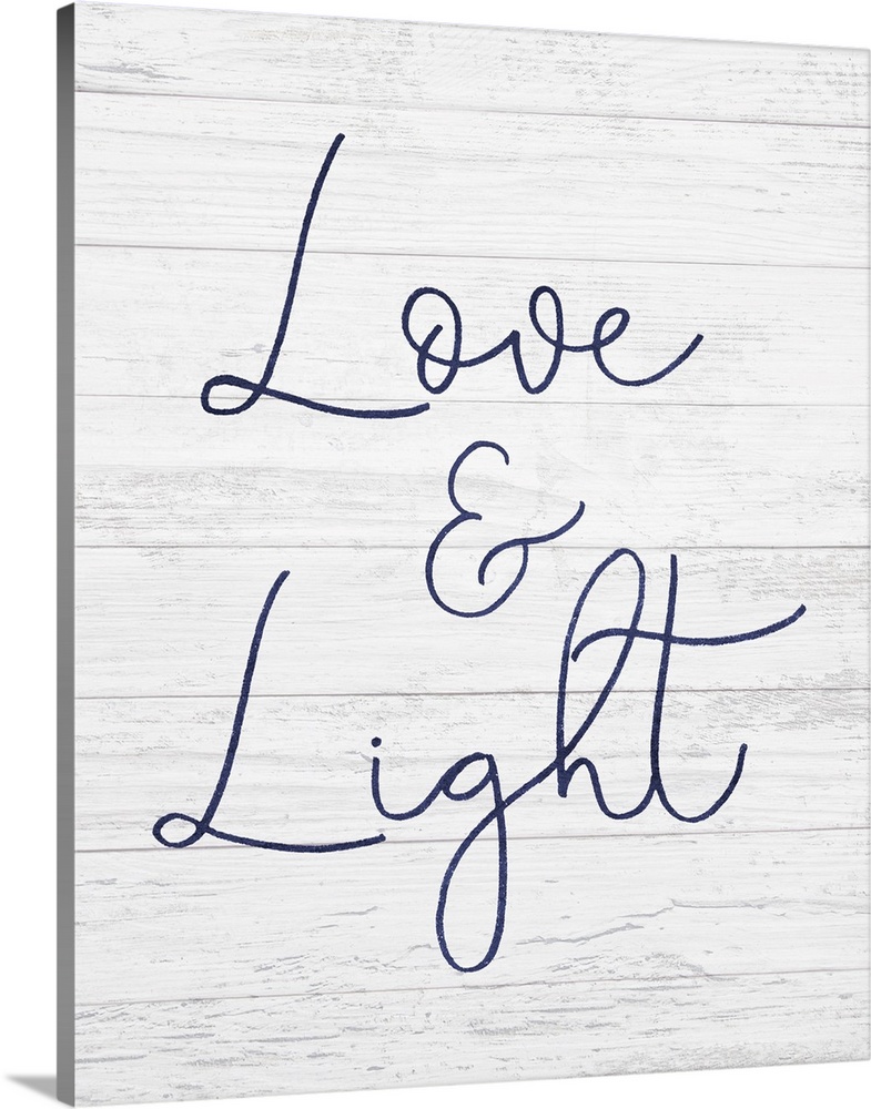 Hanukkah message reading Love and Light in a hand-written script on a distressed barnwood background.