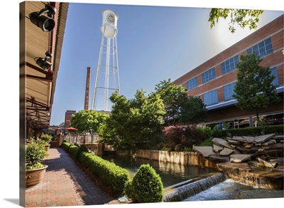 Lucky Strike Water Tower and water feature, American Tobacco Historic District, Durham