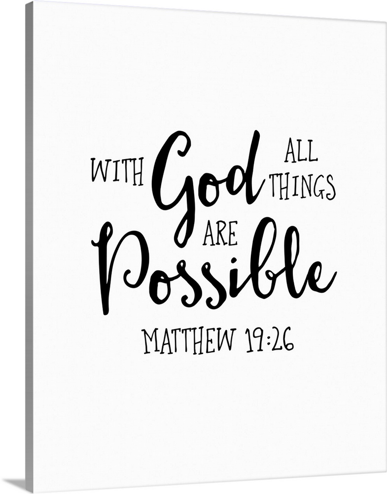 Handlettered Bible verse reading With God all things are possible.