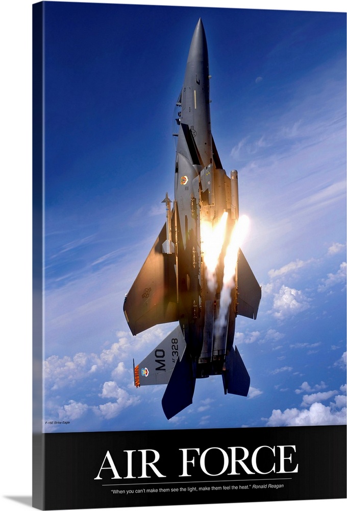 Military Poster: An F-15E Strike Eagle pops flares