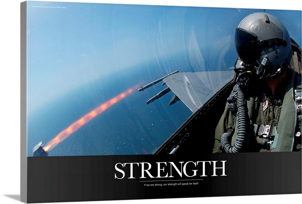 Military Poster: An F-16 Fighting Falcon fires an AIM-9 missile