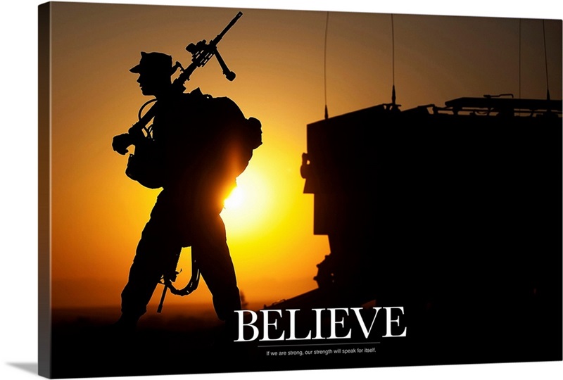 Military Poster Believe Wall Art, Canvas Prints, Framed Prints, Wall