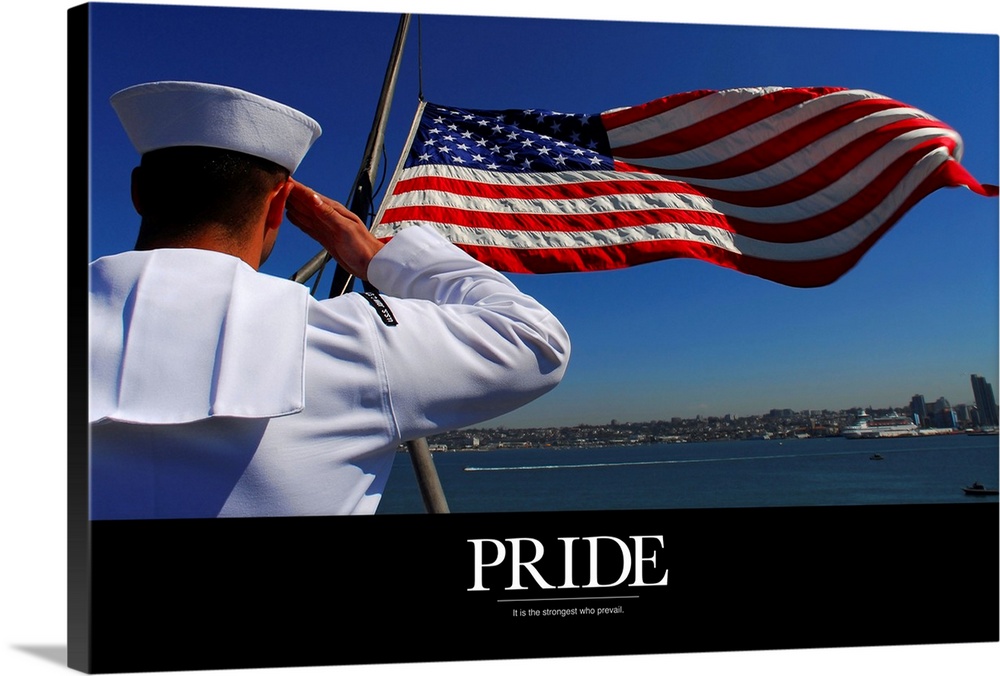 This is motivational poster style artwork for an American patriot or military armed forces in this horizontal wall art.