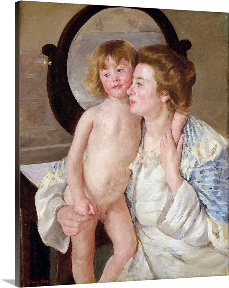 Here, Cassatt underscored the importance of the maternal bond by evoking religious art. The woman's adoring look and the b...