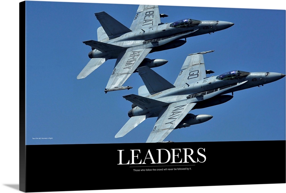 Motivational Poster: Two F/A-18C Hornets in flight