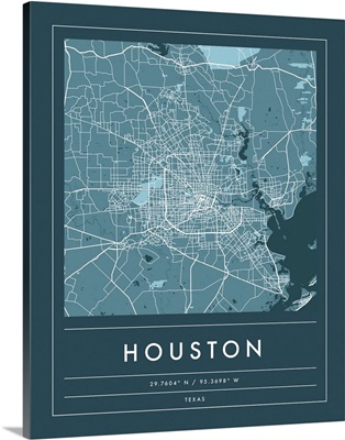 Navy Minimal City Map Of Houston