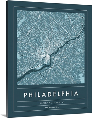 Navy Minimal City Map Of Philadelphia