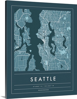 Navy Minimal City Map Of Seattle