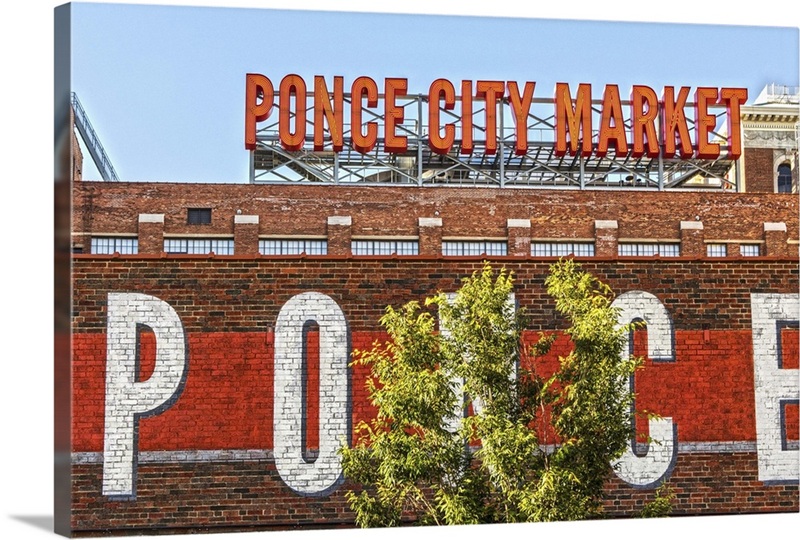 Ponce Red Leters Neon letters and a mural at Ponce City Market in Atlanta, Georgia ...