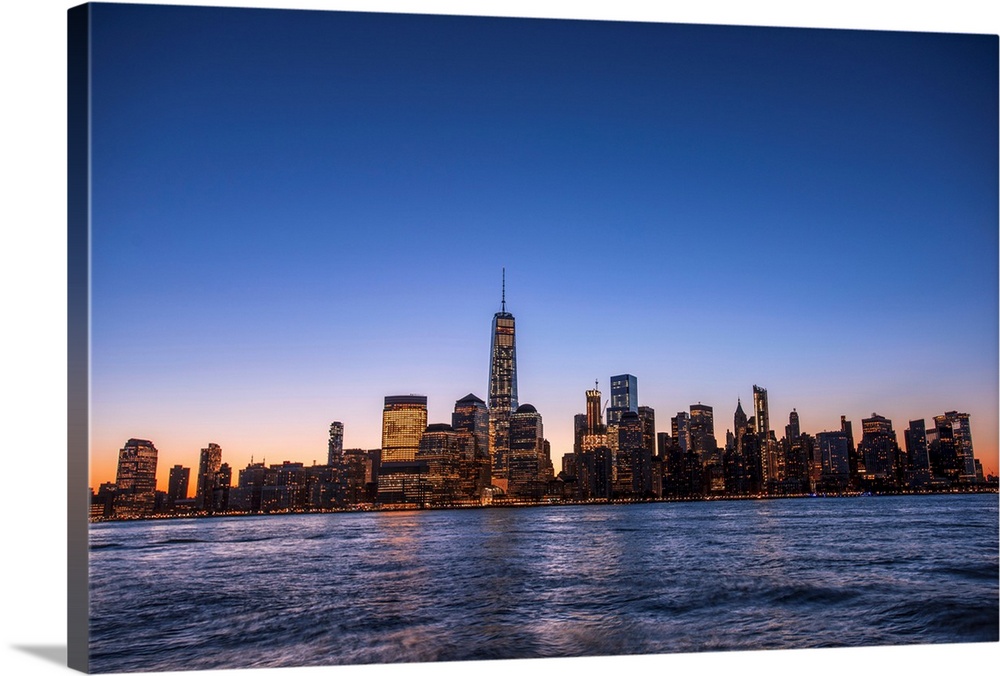 The New York City Skyline, New York, seen in the morning.