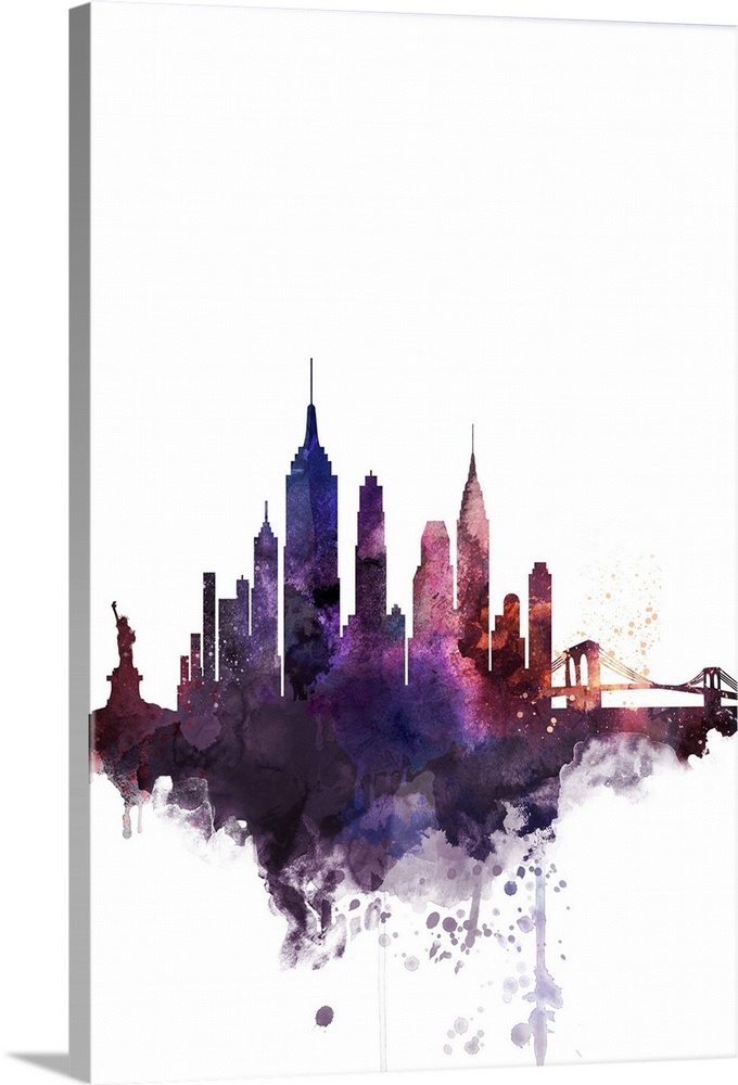 New York City Watercolor Cityscape Wall Art, Canvas Prints ...