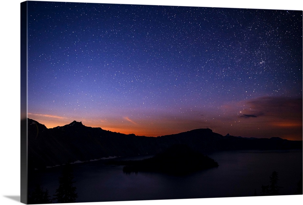 View of the night sky at Crater Lake, Oregon.