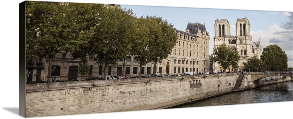 Panoramic Notre Dame From Water Wall Art, Canvas Prints, Framed Prints ...