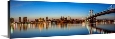 Panoramic Philadelphia City Skyline at Sunset