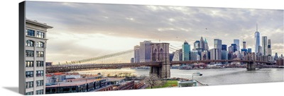 Panoramic View Of The Brooklyn Bridge in New York