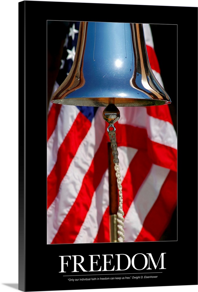 Patriotic Poster: A ceremonial ships bell displayed during a dedication ceremony