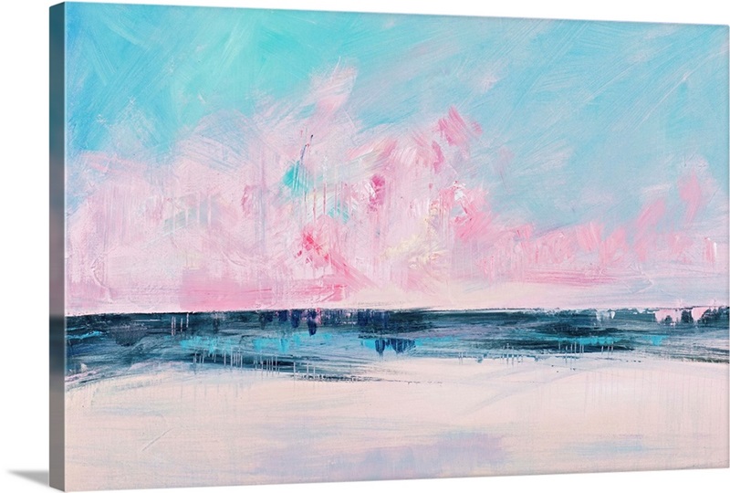 Pink Sunset Over the Shore I Great Big Canvas