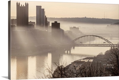 Pittsburgh City Skyline on a Foggy Day