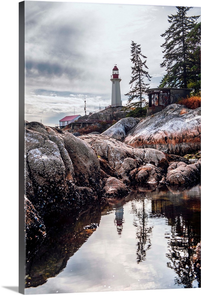 View of Point Atkinson Lighthouse in Vancouver, British Columbia, Canada.