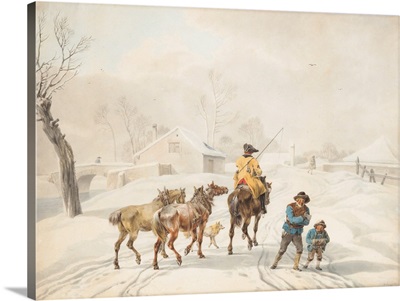 Postilion on Horse in a Winter Landscape
