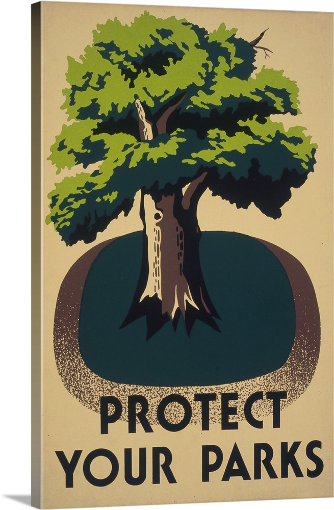 Protect your parks. Poster promoting conservation of parks, showing a tree. Library of Congress, Prints and Photographs Di...