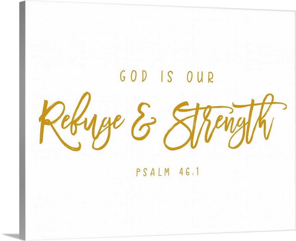 Handlettered Bible verse reading God is our refuge and strength.