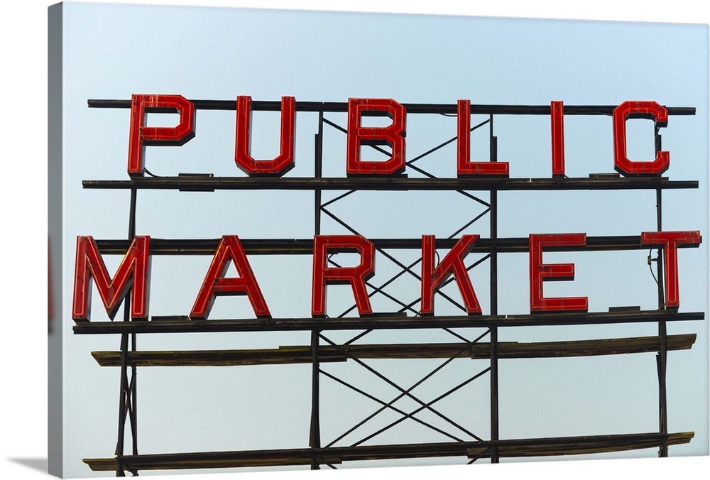 Photograph of the Public Market sign at Pike Place Market in San Francisco.