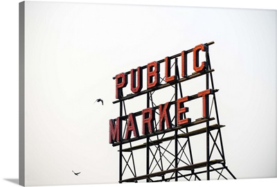 Public Market Sign with Birds