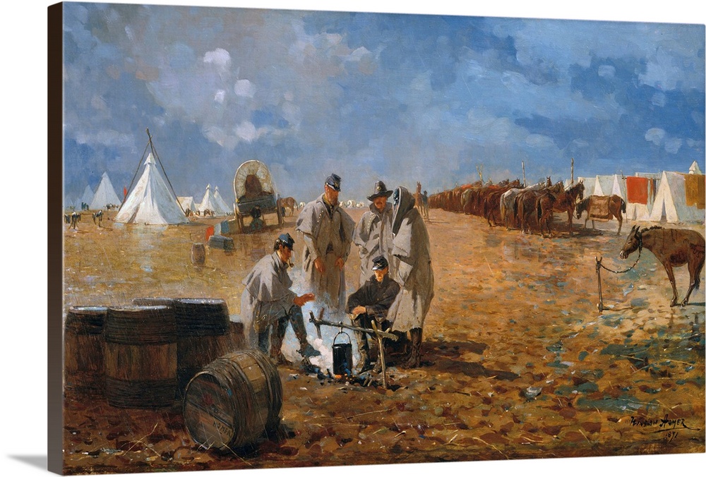Homer completed this painting, his last major scene of life at the front, six years after the Civil War ended, using studi...