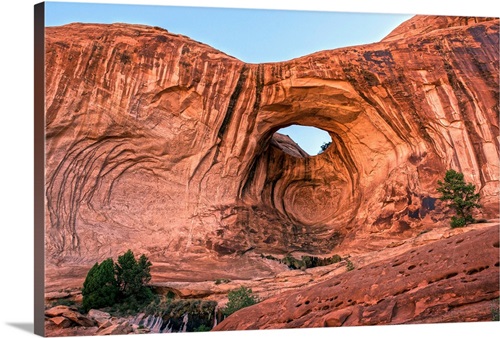 Red rock and blue skies at the Bowtie Arch in Arches National Park Stretched Canvas Print