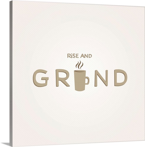 Rise and Grind - minimalist retro kitchen art Wall Art, Canvas Prints