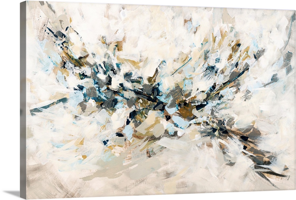 Contemporary abstract painting of black and brown streaks arranged to resemble a bird in flight.
