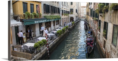 Ristorante Da Raffaele on the Canal, Venice, Italy, Europe - Crop