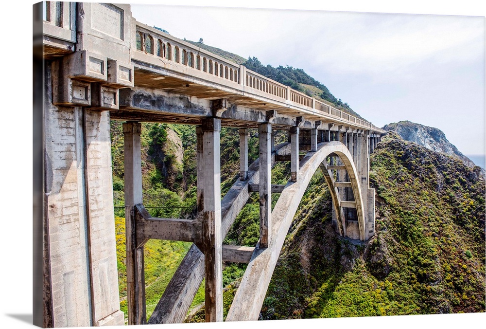 Narrow angle view of Rocky Creek Bridge in Monterey County, California.