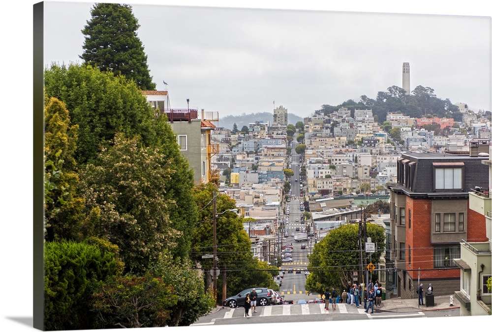 Street view photograph of San Francisco highlighting how hilly the roads are.