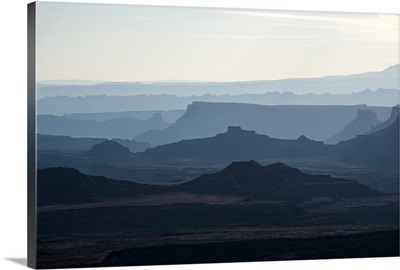 Silhouetted mesas at dawn, Canyonlands National Park, Utah